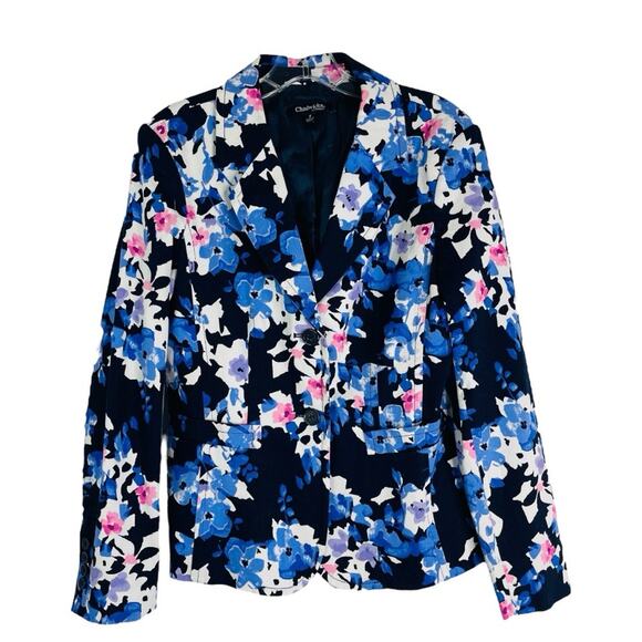 Chadwicks Jackets & Blazers - Vintage blue white pink floral button preppy office blazer 8